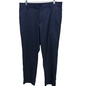 Van Heusen Straight Leg Pants Mens 34x32 Navy Blue Flat Front Dress Trousers